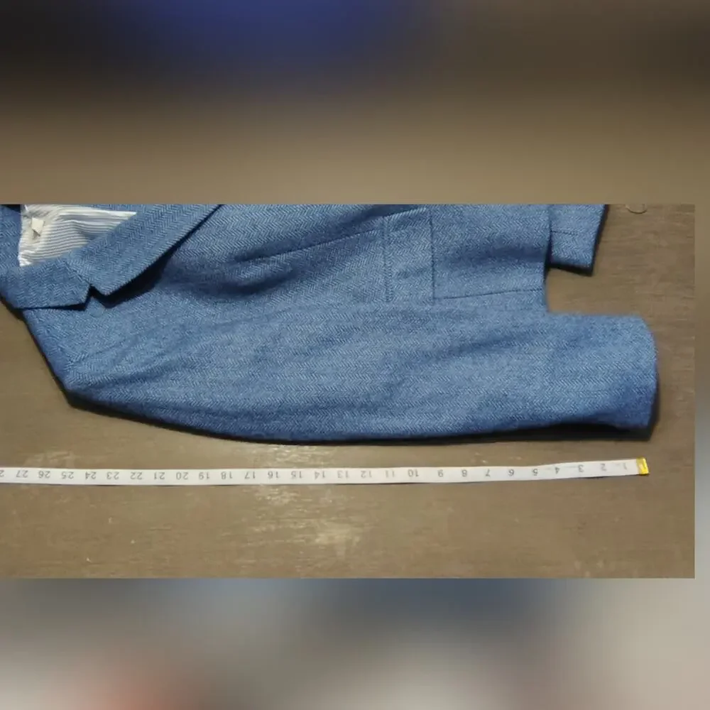 J.Crew Factory Herringbone Wool-blend Schoolboy Blue Blazer Size 10 - Picture 8 of 14